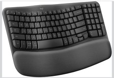 Logitech Wave Keys Ergonomic Keyboard Palm Rest Bluetooth Multi-OS Graphite picture