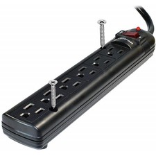 Weltron 6-Outlet Surge Protector Power Strip WSP-600PLF-15BK picture