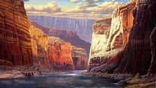 Landscape nature art mountains clouds canyon valley Custom Gaming Mat Desk picture
