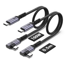 SUMPK 100W Short USB C Cable 3.1 Right Angle 100w - 1.5ft, Black picture
