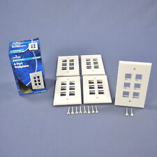 5 Leviton White Flush Mount Quickport 6-Port Wallplate Covers Housing 41080-6WP picture