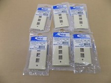 ICC TELEPHONE FACEPLATE WALL PLATE / NEW / IVORY / 1 GANG - 3 PORT / LOT OF 6 picture