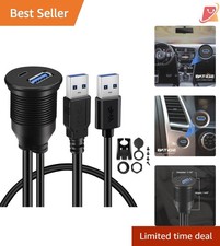 USB 3.0 to Type C Car Mount Flush Cable Waterproof Dual Port Extension 3ft picture