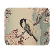 Chickadee Japanese Style Mouse Pad bird watcher office computer desk avian  picture