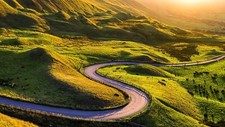 Landscape nature road hairpin turns hills mountains Custom Gaming Mat Desk picture