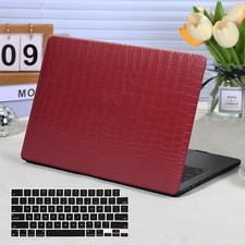 Funut for MacBook Air 13 Inch Case Leather Laptop Hard Shell & KeyboardCover Red picture