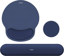 Set De Reposamunecas Para Teclado Y Mouse Pad Con Soporte Ergonomico Azul Marino picture