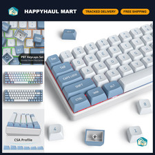 158 PBT Double Shot Keycaps Set - CSA Profile Blue & White for Mechanical Keyboa picture