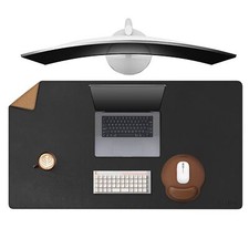 59”x 27.5” Leather Desk Mat Large Desk Pad Reversible Cork & Leather Large Mo... picture