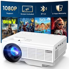 GCZ Mini Projector with 80-Inch Screen, Native 720P Resolution, 1080P and 4K picture