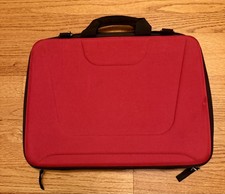 CompuCase Red & Black Laptop PC Hard Shell Case Several Pockets & Carrying Strap picture
