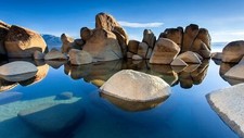 Landscape nature water sky blue calm waters clear rocks Custom Gaming Mat Desk picture