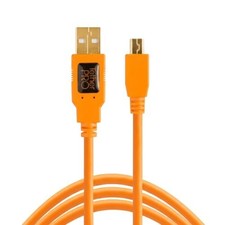 USB 2.0 to Mini-B 5-Pin Cable, 15 Feet, Data Transfer, Orange picture