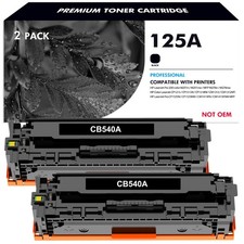 2 PackCompatible HP CB540A 125A Bk Toner Cartridge For LaserJet CM1312 CP1215 picture