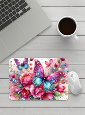 Handmade Designed Gem Butterfiles Mousepad. picture