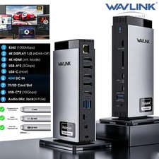 WAVLINK USB C Laptop Docking Station DisplayLink 3 HDMI 2 DP Triple Monitors picture