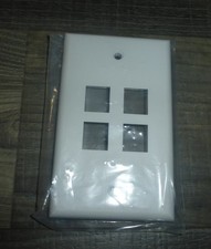 Leviton 41080-4GP Single-Gang QuickPort Wallplate 4-Port WHITE picture