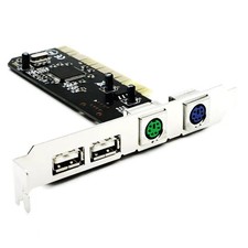 Keyboard Mouse Adapter Card PCI to 2x PS2 PS/2 + 2x USB 2.0 Port for PC Black picture