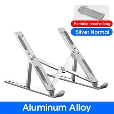 Aluminum Laptop Stand for Desk Foldable Adjustable Riser Silver 10-15.6 Inch picture