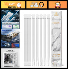 16 AWG PSU Extension Cable Kit - 30cm White Sleeved Cables, 24Pin, EPS, PCI-E picture