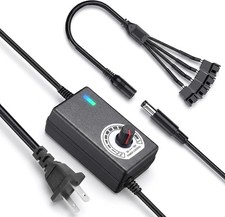 Delinx 12V PC Fan Speed Controller, AC Plug with 4X 4-Pin Splitter Cable | 36W picture