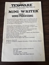 Tex Ware Mini Writer For TI-99/4a Texas Instruments Manual Only picture