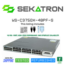 ♻️ Cisco WS-C3750X-48PF-S 48 Port Gigabit PoE Uplinks & Single/Dual AC Options picture
