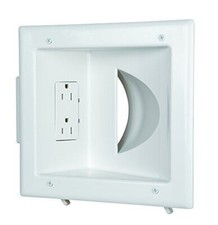 Datacomm 45-0031-WH Recessed Low Voltage Media Plate with Duplex Receptacle picture
