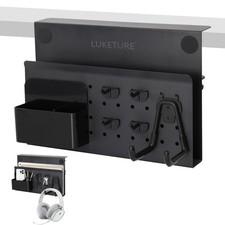 LUKETURE Desk Side Storage, No Drill Laptop Mount, Steel Black picture