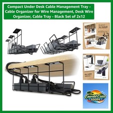 Versatile Under Desk Cable Management Tray - 12-Inch, 2-Pack for Tidy Workspaces picture