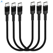 SUMPK Short USB C to C Cable 1FT, 3 Packs, 60W PD Fast 1 ft, black picture