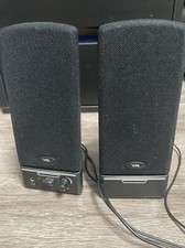 CYBER ACCOUSTICS MULTIMEDIA DESKTOP COMPUTER SPEAKER CA BLACK SPEAKERS picture