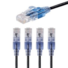 5x 25FT CAT6A RJ45 Ethernet LAN Network Patch Cable Copper 10G Slim 30AWG Black picture