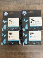 New HP 712 DesignJet Ink Cartridges - 4 Pk  Black Yellow Cyan Magenta Exp 11/26 picture