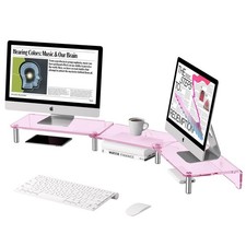 HEWYIOS dual monitor stand riser, 3-layer pink acrylic Pink picture