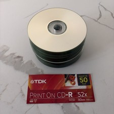 TDK CD-R 50-Pack 700MB 80min 52x Inkjet Printable Color Discs No Cases NEW picture