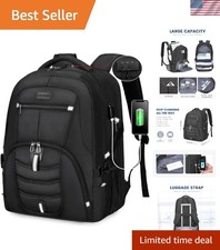 Stylish Black 17-Inch Waterproof Anti-Theft Laptop Backpack for College Students picture