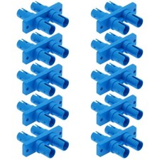 10x ST to ST Duplex Single Mode Fiber Optical Connector Adapter w/ Flange Blue picture