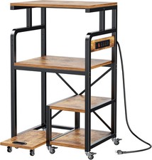 POKIPO 4 Tier Large Printer Stand Table with Power Outlet Adjustable Shelf picture