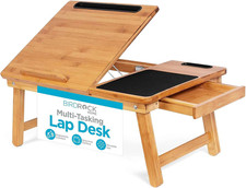 Multi Tasking Laptop Bed Tray | Lap Desk Supports Laptops up to 18 Inches (Natur picture