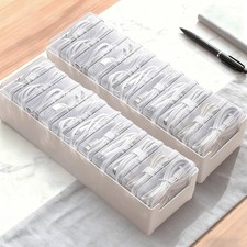 2 Pack 11 Grid Cable Organizer Box with Switch for Desktop Cord Storage picture