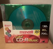 Maxell CD-R Music 20 Pack Recordable CD Color Jewel Cases 80Min 700MB Brand New picture
