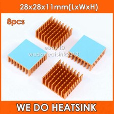 8pcs 28x28x11mm Gold Anodized Aluminium Heatsinks with Thermal Self-Adhesive picture
