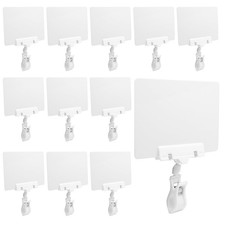 12 Pcs Plastic Chalkboard Sign with Rotating Clip, White picture