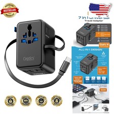 GAN 100W Travel Adapter w/ Retractable USB-C, 7 Devices, Worldwide Plugs,  Ce... picture