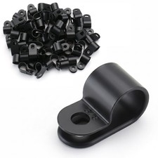 100 PCS RType Cable Clamp 3/8 Inch UC2 Black Wire Management Clips picture