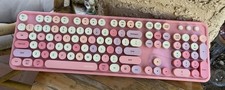 Pink Colorful UBOTIE Wireless Bluetooth TKL Keyboard 84 Retro Round Keycaps picture