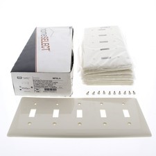 Hubbell NP5LA Light Almond Unbreakable 5-Gang Switch Cover Nylon Wallplate 10pcs picture