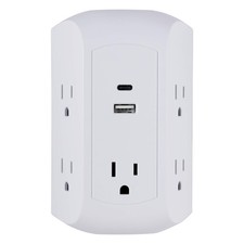 Ge Ultrapro 5-Outlet Extender Usb And Usb-C Port Surge Protector Spaced Wall picture