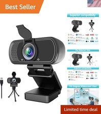 Compact 1080P Full HD Webcam with 110° Wide Angle & Privacy Cover - Plug & Play picture